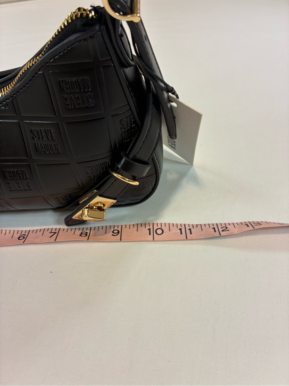 Steve Madden Black Quilted Mini Shoulder Bag with Gold Accents - Picture 10 of 11